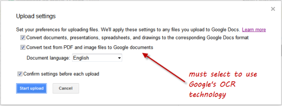 google docs upload file