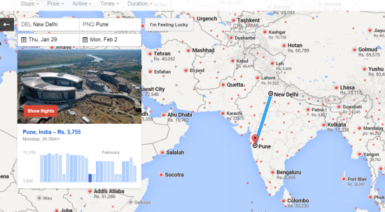 Google Flight Search in India