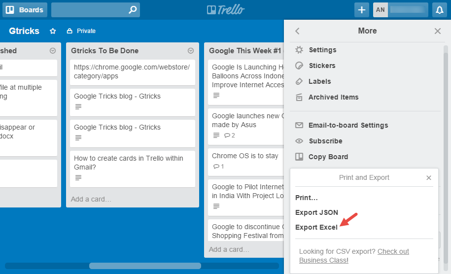 Export for Trello Chrome extension 