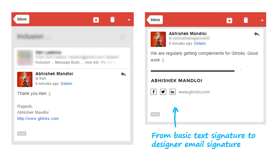 designer email signature in gmail
