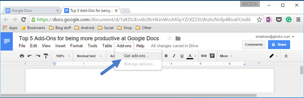 toggle google docs menu