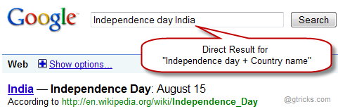 Google Independence day result